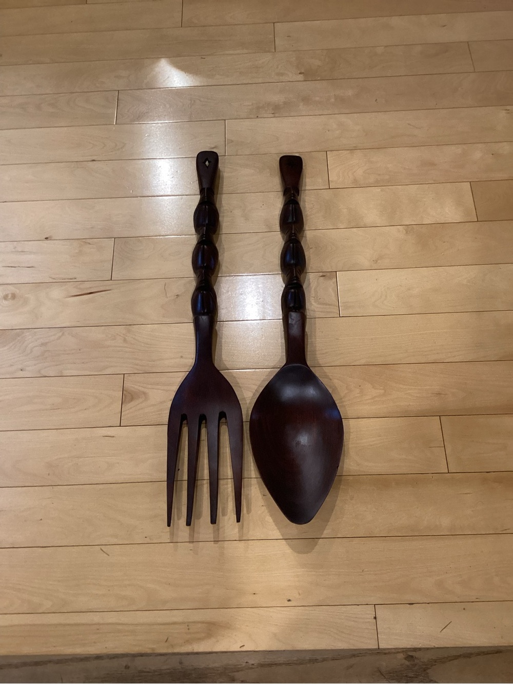 Decorative Wooden Salad Fork - Dark Brown